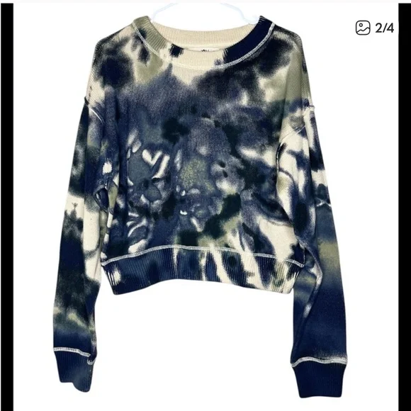 Natural Life Taylor Tie Die Cropped 100% Cotton Sweater size L/XL - Picture 3 of 4